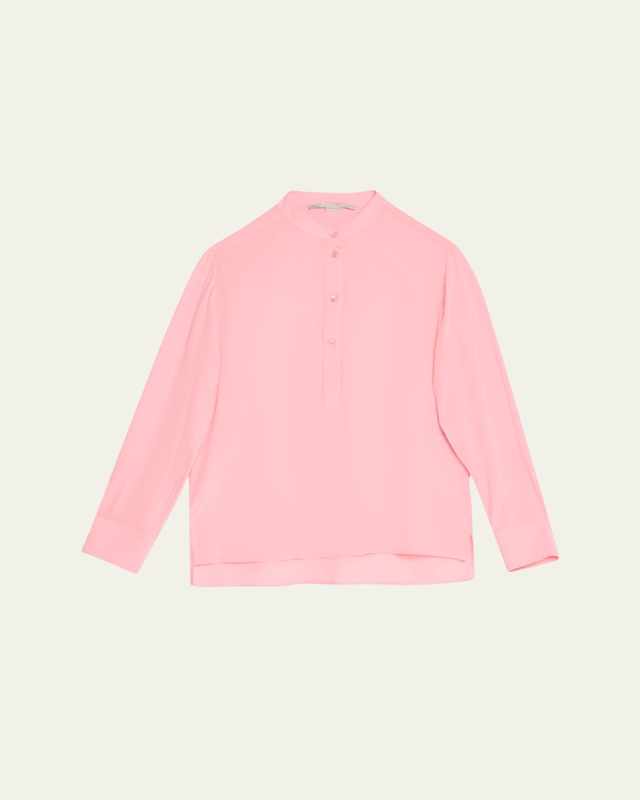 Ava Silk Henley Blouse